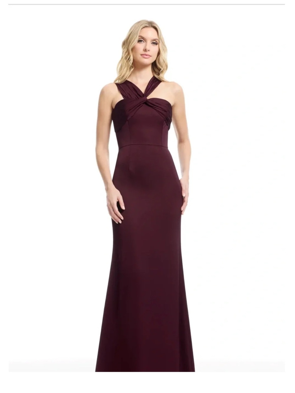 Dress the Population One-Shoulder Twist Burgundy Gown